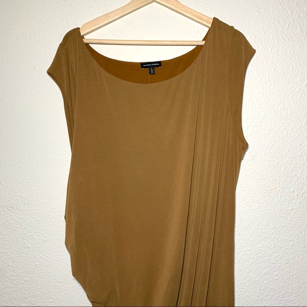 Universal Standard Rachel Ruched Midi Dress Caramel Tan Brown Large - Picture 4 of 7